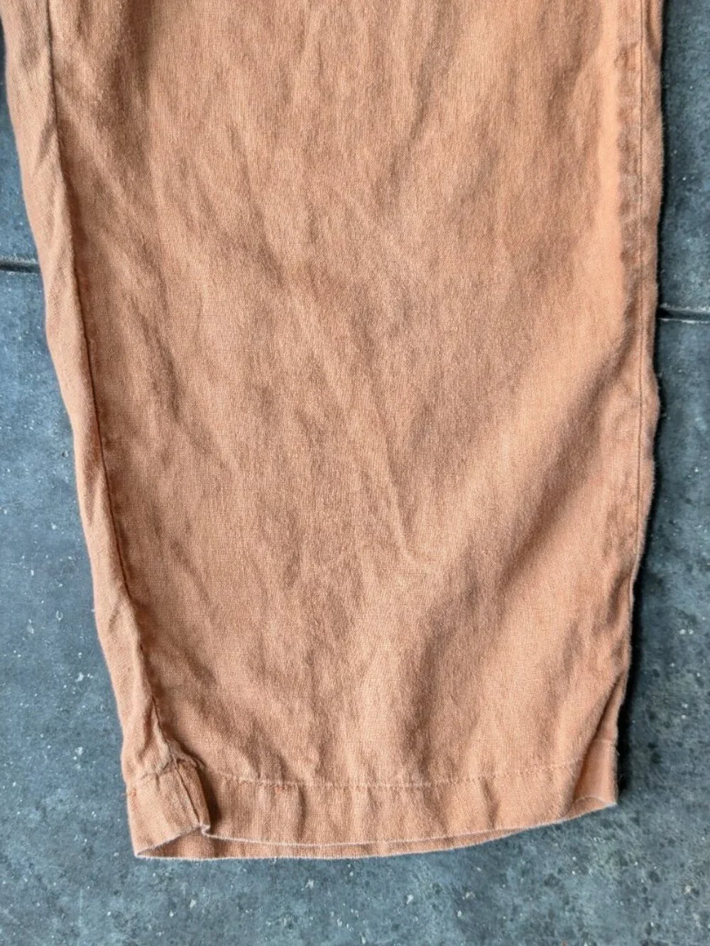 Quince 100% European Linen Pants in Terracotta Orange small